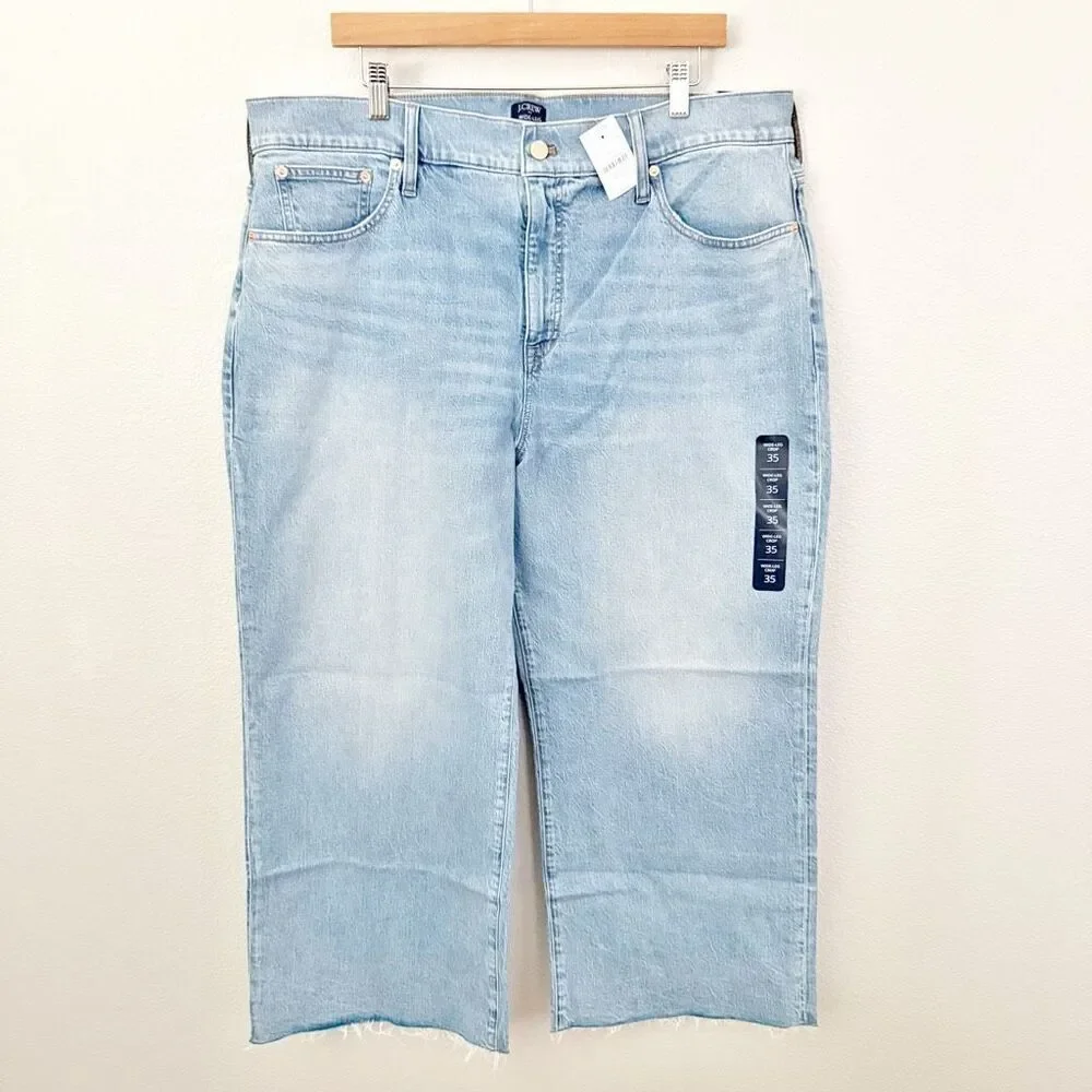 J. CREW | NWT Light Wash Wide Leg Crop Jean Stretch High Rise | Size 35, (20) - Picture 2 of 9
